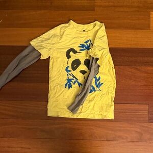 Tea Collection Yellow Long Sleeve Shirt with Panda Design
